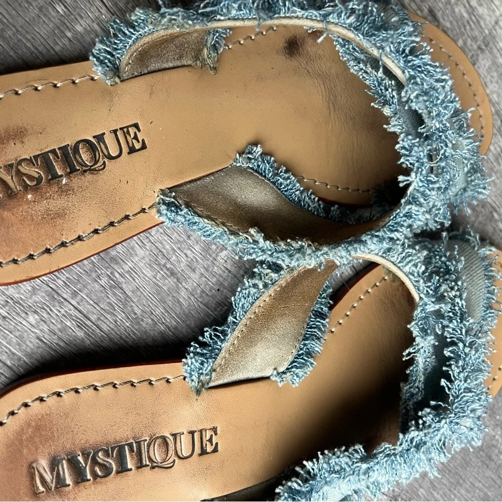 Mystique Crisscross Denim Slides Size 7